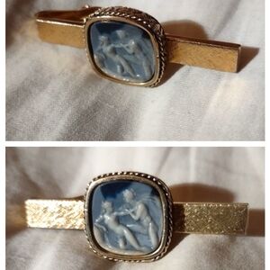Vintage Dante Gold and Blue Erotic Nude Tie Clip
